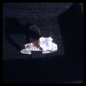 Natural White Zircon 925SS Engagement Ring